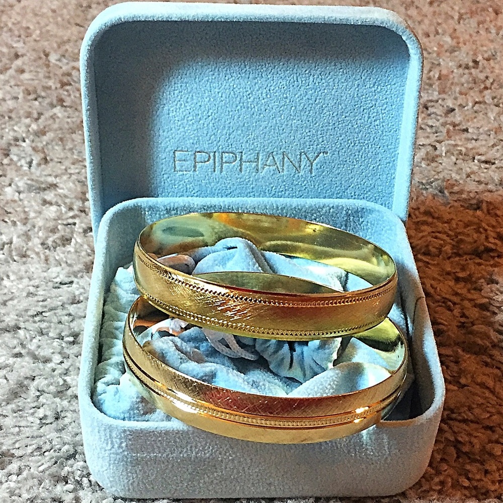 Epiphany Gold Bangle Bracelet Set - Polished Gold Tone